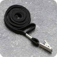 Lanyard, 10 mm breed zwart | met bulldog clip