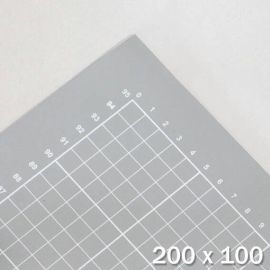 Snijmat XXL, 200 x 100 cm, zelfherstellend, met raster/ruitpatroon grijs