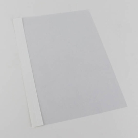 Omslag folie, leerkarton met groef wit|transparant