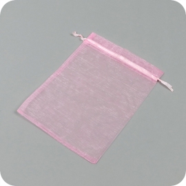 Organza zakjes met satijnbandsluiting roze | 150 x 200 mm