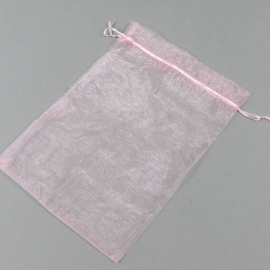 Organza zakjes met satijnbandsluiting roze | 200 x 300 mm