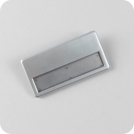 Naambadges met magneet en dubbele clip, 70 x 36 mm, zilver 