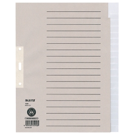 LEITZ extra brede tabbladen A4, 20 tabs, blanco, papier, grijs 
