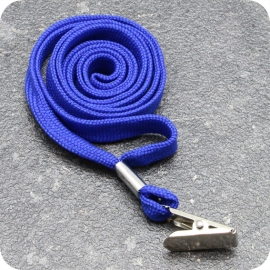 Lanyard, 10 mm breed blauw | met bulldog clip