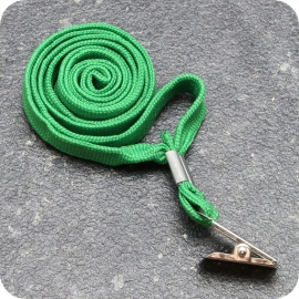 Lanyard, 10 mm breed groen | met bulldog clip