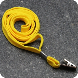 Lanyard, 10 mm breed geel | met bulldog clip