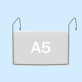 Draadbeugel zakken voor A5, lange zijde geopend, met korte beugel naar achteren gebogen 