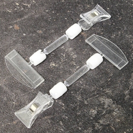 Sign-Clip met prijskaarthouder en kleine klem, 5 cm verlenging, transparant 