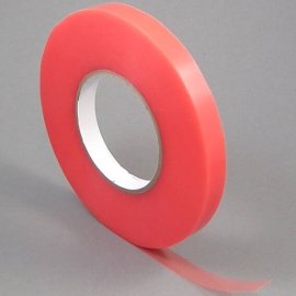 Dubbelzijdig PET tape, zeer sterk/zeer sterk, rode folie-schutlaag 12 mm