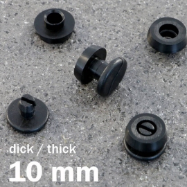 Kunststof studs, dikke uitvoering zwart | 10 mm