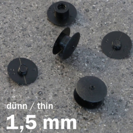 Kunststof drukknopjes, dunne uitvoering zwart | 1.5 mm