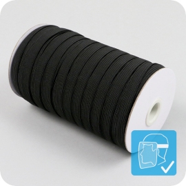 Plat elastiek op rol, 10 mm, zwart (Rol á 90 m) 