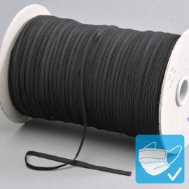 Plat elastiek op rol, 5 mm, zwart (rol á 130 m) 