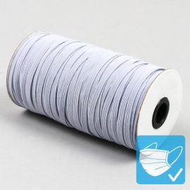 Plat elastiek op rol, 5-6 mm, grijs-wit (rol á 100 m) 