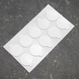 Dubbelzijdige kleefrondjes, puur acrylaat, 1 mm dik, sterk/sterk 25 mm | per 100 stuks in een gripzakje