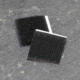 Klittenbandstrips, zelfklevend, haak en lus (paarsgewijs) 25 x 25 mm | zwart