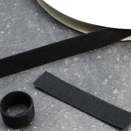 Klittenband back to back, 20 mm, rol met 5 m, zwart 