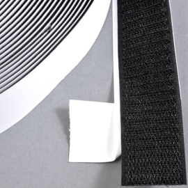 Klittenband, zelfklevend, haak (rol á 25 m) 25 mm | zwart
