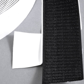 Klittenband, zelfklevend, haak (rol á 25 m) 50 mm | zwart