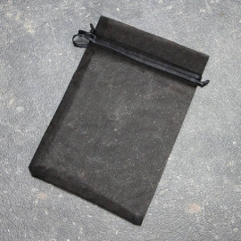 Organza zakjes met satijnbandsluiting zwart | 100 x 150 mm