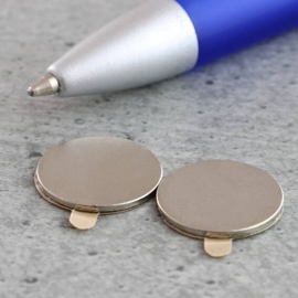 Neodymium magneetrondjes, zelfklevend, 15 mm x 1 mm, N35 