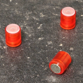 Whiteboard magneten, cilindervormig, ø = 10 mm, doorschijnend rood (doorschijnend)