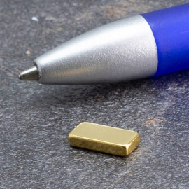 Neodymium blokmagneten rechthoekig, verguld 10 x 5 mm | 2 mm