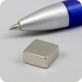 Neodymium blokmagneten rechthoekig, vernikkeld 10 x 10 mm | 5 mm