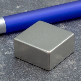 Neodymium blokmagneten rechthoekig, vernikkeld 25,4 x 25,4 mm | 12.7 mm