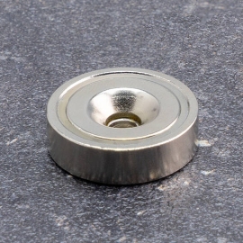 Magneet met verzonken gat/potmagneet, neodymium 25 mm | N38