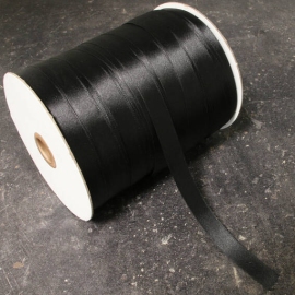 Satijnband, 15 mm, zwart (Rol á 300 m) 