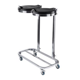Afvalzakhouder 120 l dubbel met deksel, met wieltjes, staal 