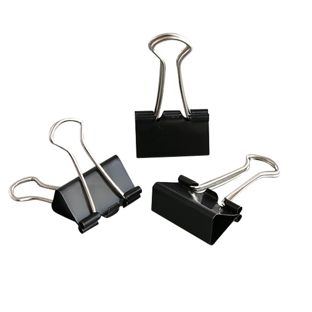 Foldback papierclips, zwart 25 mm