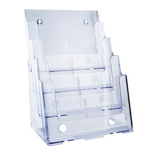 Brochurehouder voor aan de muur of als staande houder, polystyreen, transparant PTXC 4 x A4 