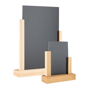 Houten tafelstandaard met krijtbord 