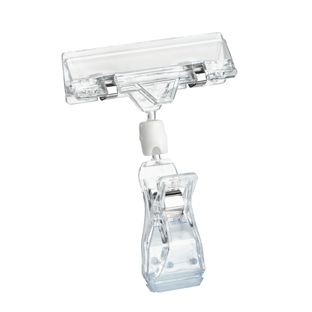 Sign-Clip met grote klem en prijskaarthouder,  transparant 