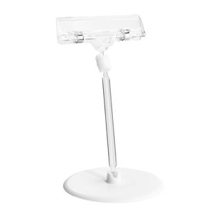 Sign-Clip met prijskaarthouder en zelfklevende voet (ø 90 mm), 10 cm verlenging,  transparant 