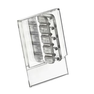 Kaartgripper/schapstopper clip voor scanrails voor ongeperforeerde kaartjes 