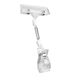 Sign-Clip met grote klem en prijskaarthouder, 5 cm verlenging, transparant 5 cm verlenging 