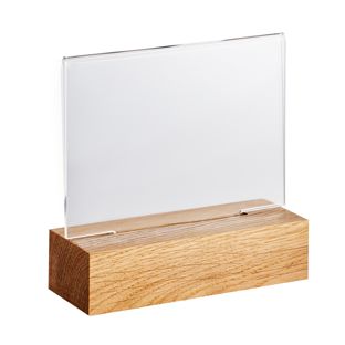 Acryl tafelstandaard met houten voet Eiken  | A7  | dwars/liggend formaat 
