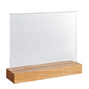 Acryl tafelstandaard met houten voet Eiken  | A5  | dwars/liggend formaat 