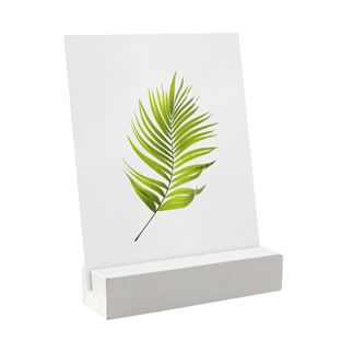 Houten kaarthouder 100 mm | wit  | schuine insteekgleuf  | gelakt / gecoat 