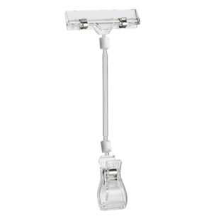 Sign-Clip met grote klem en prijskaarthouder, 10 cm verlenging, transparant null