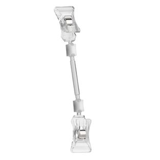 Sign-Clip met 2 kleine klemmen, 6 cm verlenging, transparant 6 cm verlenging 