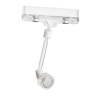 Sign-Clip met prijskaarthouder en neodymium magneetvoet, 5 cm verlenging, transparant 