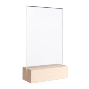 Tafelstandaard MODUL, acrylglashoes met houten voet null | null | A6