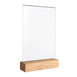 Tafelstandaard MODUL, acrylglashoes met houten voet null | null | A5