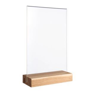 Tafelstandaard MODUL, acrylglashoes met houten voet null | null | A5