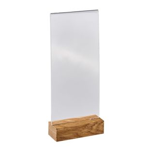 Acryl tafelstandaard met houten voet Eiken  | 1/3 A4  | staand formaat 