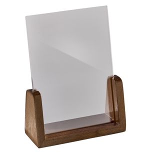 Tafelstandaard hout LignoLine A6  | staand formaat  | Notenhout|acryl (PMMA) 
